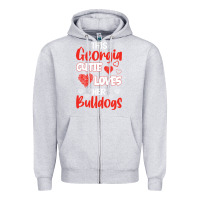 Heather Grey this georgia cutie loves her bulldogs fun football Zipper Hoodie - minhPixels