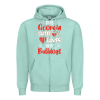 Seafoam this georgia cutie loves her bulldogs fun football Zipper Hoodie - minhPixels