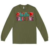 Army Green Hello Valentine Long Sleeve Tee - HowdyJamesFarm