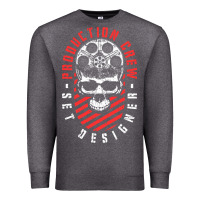 Charcoal Heather Production Crew Set Designer Movie Film Halloween Skull Premium Sweatshirt - minhPixels