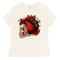 Bone bandana and roses skull Ladies Tee - Jasminsmagicworld
