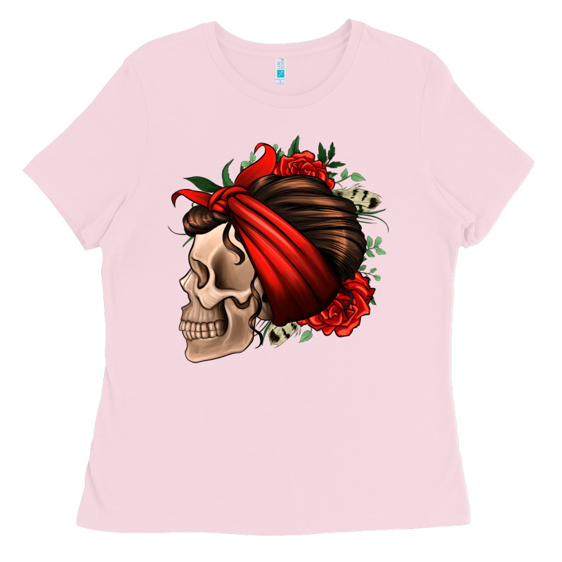 Bandana And Roses Skull Ladies Tee by Jasminsmagicworld | Teevron