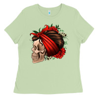 Matcha bandana and roses skull Ladies Tee - Jasminsmagicworld