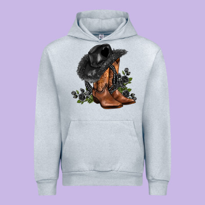 Black Cowgirl  And Roses Urban Hoodie Designed By Adodesignshop