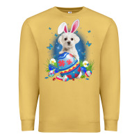 Antique Gold Bunny Maltese With Egg Basket Easter Flower Hunting Egg Premium Sweatshirt - minhPixels