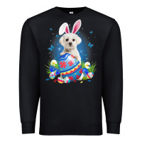 Black Bunny Maltese With Egg Basket Easter Flower Hunting Egg Premium Sweatshirt - minhPixels