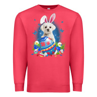 Cardinal Bunny Maltese With Egg Basket Easter Flower Hunting Egg Premium Sweatshirt - minhPixels