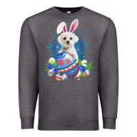 Charcoal Heather Bunny Maltese With Egg Basket Easter Flower Hunting Egg Premium Sweatshirt - minhPixels