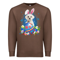 Chestnut Bunny Maltese With Egg Basket Easter Flower Hunting Egg Premium Sweatshirt - minhPixels