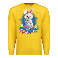 Lemon Bunny Maltese With Egg Basket Easter Flower Hunting Egg Premium Sweatshirt - minhPixels
