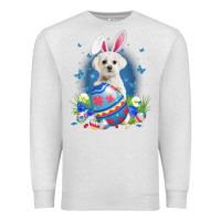 Oatmeal Heather Bunny Maltese With Egg Basket Easter Flower Hunting Egg Premium Sweatshirt - minhPixels