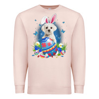 Pale Pink Bunny Maltese With Egg Basket Easter Flower Hunting Egg Premium Sweatshirt - minhPixels