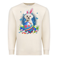 Sandshell Bunny Maltese With Egg Basket Easter Flower Hunting Egg Premium Sweatshirt - minhPixels