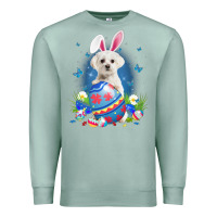 Seafoam Bunny Maltese With Egg Basket Easter Flower Hunting Egg Premium Sweatshirt - minhPixels