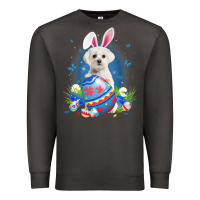 Smoke Bunny Maltese With Egg Basket Easter Flower Hunting Egg Premium Sweatshirt - minhPixels