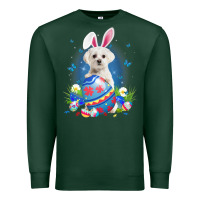 Sports Green Bunny Maltese With Egg Basket Easter Flower Hunting Egg Premium Sweatshirt - minhPixels