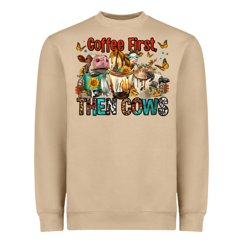 Coffee First Then Cows Heavyweight Sweatshirt by FaDigitalArtStudio | Teevron