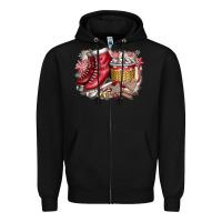 Black Christmas Ice Skating Zipper Hoodie - CowhideDigitalArt