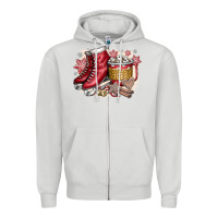 Dove Grey Christmas Ice Skating Zipper Hoodie - CowhideDigitalArt