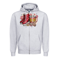 Heather Grey Christmas Ice Skating Zipper Hoodie - CowhideDigitalArt