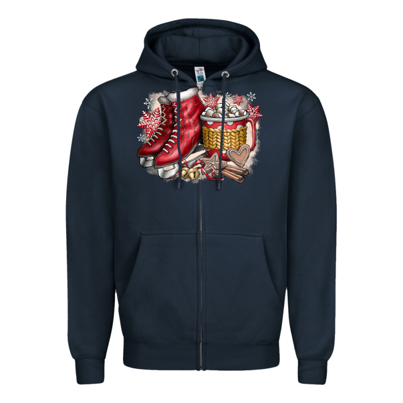 Christmas Ice Skating Zipper Hoodie by CowhideDigitalArt | Teevron