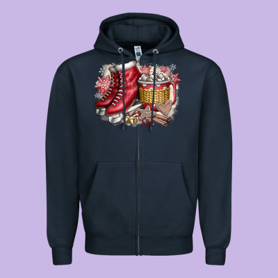 Christmas Ice Skating Zipper Hoodie Designed By Cowhidedigitalart