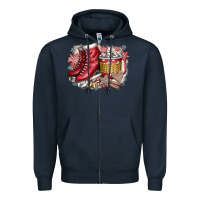 Navy Christmas Ice Skating Zipper Hoodie - CowhideDigitalArt