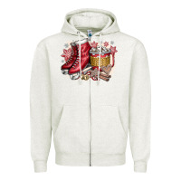 Oatmeal Heather Christmas Ice Skating Zipper Hoodie - CowhideDigitalArt