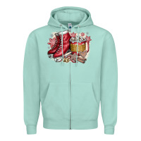 Seafoam Christmas Ice Skating Zipper Hoodie - CowhideDigitalArt