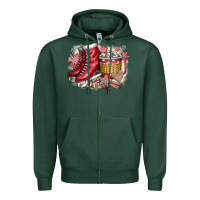 Sports Green Christmas Ice Skating Zipper Hoodie - CowhideDigitalArt
