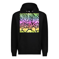 Black neon rainbow safari seamless pattern Premium Hoodie - BundleAndBundleShop