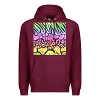 Burgundy neon rainbow safari seamless pattern Premium Hoodie - BundleAndBundleShop