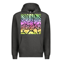 Charcoal Heather neon rainbow safari seamless pattern Premium Hoodie - BundleAndBundleShop