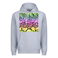 Heather Grey neon rainbow safari seamless pattern Premium Hoodie - BundleAndBundleShop
