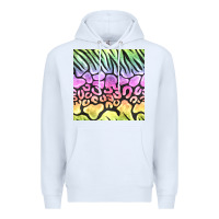 White neon rainbow safari seamless pattern Premium Hoodie - BundleAndBundleShop