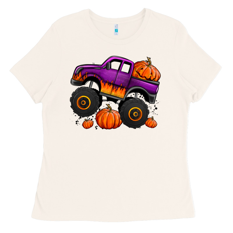 Halloween Jack O Lantern Monster Truck Ladies Tee by Jasminsmagicworld | Teevron