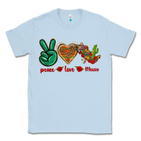 Dusty Blue Peace Love Mexico Classic Tee - texasbilliewilder