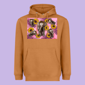 Baby Elephant Sunflowers Kid's Bottle Heavyweight Hoodie Designed By Artiststas