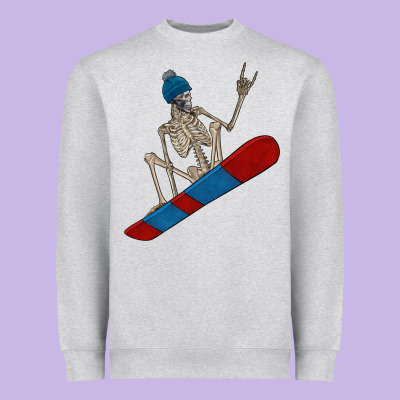 Skeleton Snowboard Heavyweight Sweatshirt Designed By Fadigitalartstudio