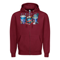 Burgundy Christmas Coffee Zipper Hoodie - CowhideDigitalArt