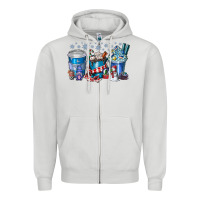 Dove Grey Christmas Coffee Zipper Hoodie - CowhideDigitalArt