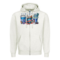 Oatmeal Heather Christmas Coffee Zipper Hoodie - CowhideDigitalArt