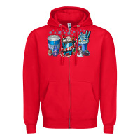 Red Christmas Coffee Zipper Hoodie - CowhideDigitalArt