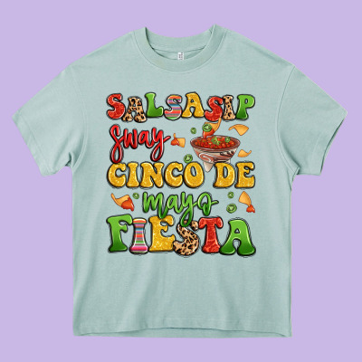 Salsasip Sway Cinco De Mayo Fiesta Heavy Core Tee Designed By Lillyallendesigns