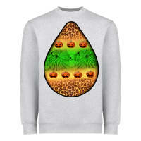 Heather Grey halloween pumpkin teardrop Heavyweight Sweatshirt - BundleAndBundleShop