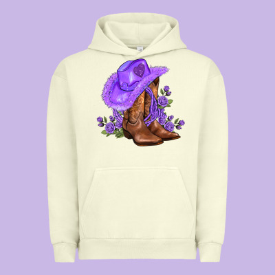 Purple Cowgirl  And Roses Urban Hoodie Designed By Adodesignshop