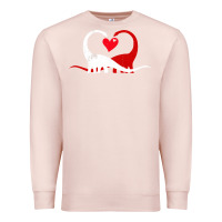 Pale Pink funny hearts love dinosaur valentine s day gift boys girls Premium Sweatshirt - minhPixels