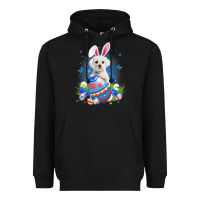 Black Bunny Maltese With Egg Basket Easter Flower Hunting Egg Heavyweight Hoodie - minhPixels