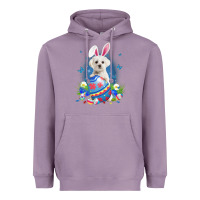 Lavender Bunny Maltese With Egg Basket Easter Flower Hunting Egg Heavyweight Hoodie - minhPixels