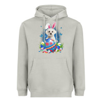 Moon Dust Bunny Maltese With Egg Basket Easter Flower Hunting Egg Heavyweight Hoodie - minhPixels